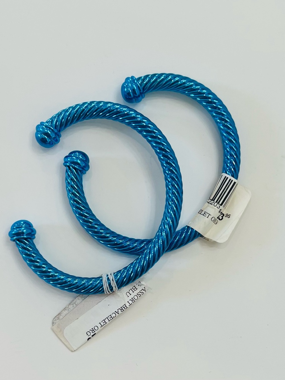 Two Blue Twisted Cable Cuff Gameday Bangle Bracelet NWT